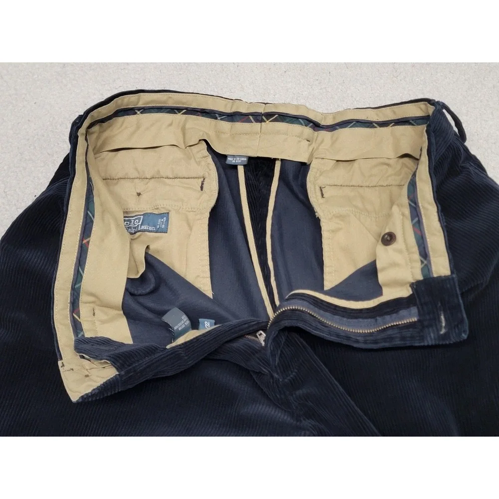 Polo Ralph‎ Lauren Pants Mens 38x32 (Fits 35x30) Navy Corduroy Classic Cuffed